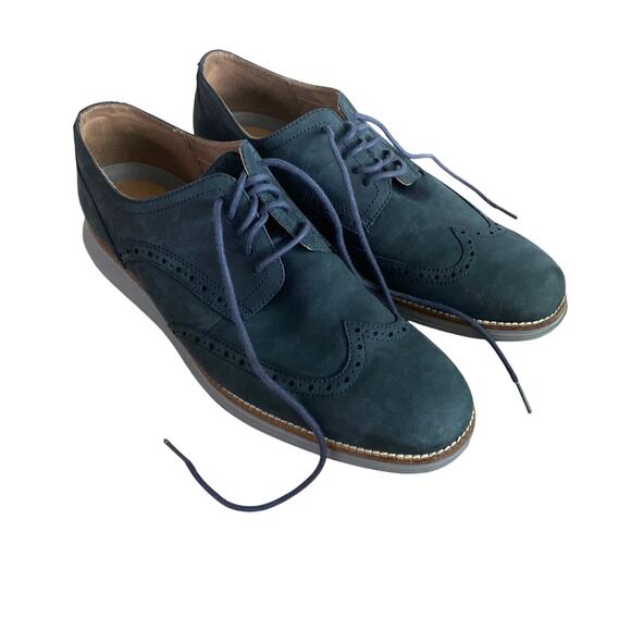 Cole Haan Original Grand Oxford shoes men’s size 11 blue suede wingtip lace up - Picture 1 of 5